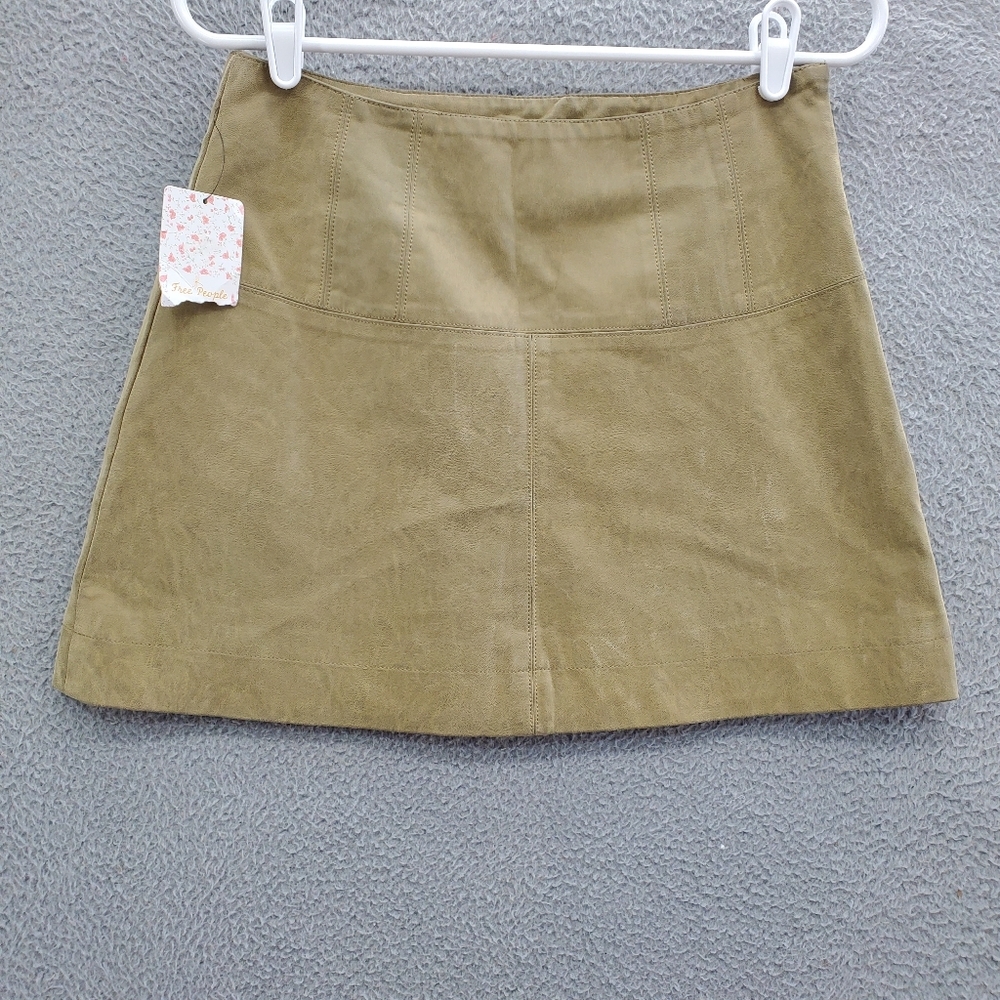 Free People Womens Days in The Sun Suede Skirt Size 8 Tan